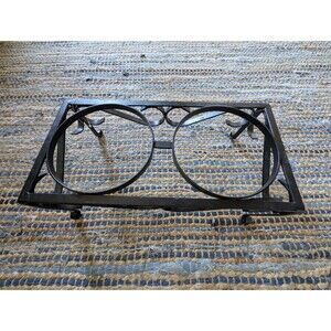 Wrought Iron Dog Cat Pet Food Water Bowl Stand Raised Black Metal Holder Dish